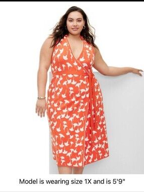 DVF for Target Collared Sleeveless Ginkgo Cherry Tomato Sweaterknit Wrap Dress